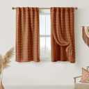 Back Tab Pom Pom Terracotta Curtains for Girls Room Bedroom Bathroom Nursery Curtains Double Layer 45 Inch Length