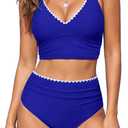 BMJL Women's High Waisted Bikini Sets Tummy Control Swimsuits Two Piece Bathing Suit Cute Swim Suits 2026 (Medium, Royal Blue)