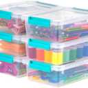 IRIS USA 2 Qt. Plastic Storage Bins Containers with Lids, 6 Pack, Sensory Bin, Craft Storage, Craft Organizers and Storage, Organizing Container for Home, Office and Art Supplies, Stackable, Clear