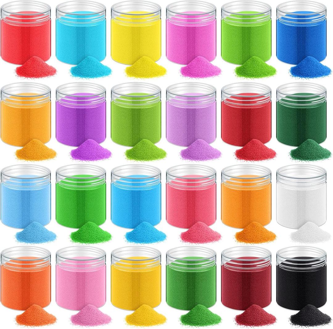 Wettarn 26.4 Pounds Colored Sand for Sand Art 24 Colors 17.6 oz Each with Storage Container Non Toxic Craft Sand Kit with Bottles for Diwali Rangoli Color Sandbox Play Decorative Wedding, 30 pcs 23.8 pounds