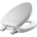 Mayfair by Bemis Round Plastic Toilet Seat White Never Loosens Removes for Cleaning size 14x16 inch