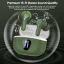 Wireless Earbuds, Bluetooth 5.4 Headphones HiFi Stereo, Bluetooth Earbuds with ENC Noise Cancelling Mic, IP7 Waterproof in Ear Earphones, 48H, LED Display Ear buds for Pad Phones Workout Sports, Green