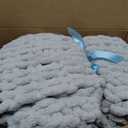 bearberry Chunky Knit Throw Blanket 50x60in Jumbo Chenille Light-Grey
