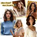 TYQ Hair Toppers for Women with Thinning Hair,14 Inch 360 3D Synthetic Curly Wavy Side Part Clip in Bangs(Ombre Dark Root to Blonde #R4/22/60)