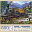 Bits and Pieces  Large 500 Piece Jigsaw Puzzle for Adults  Old Stream Train - Countryside Vintage Train Jigsaw Puzzle by Artist Oleg Gavrilov, Completed Puzzle Size: 18" x 24"