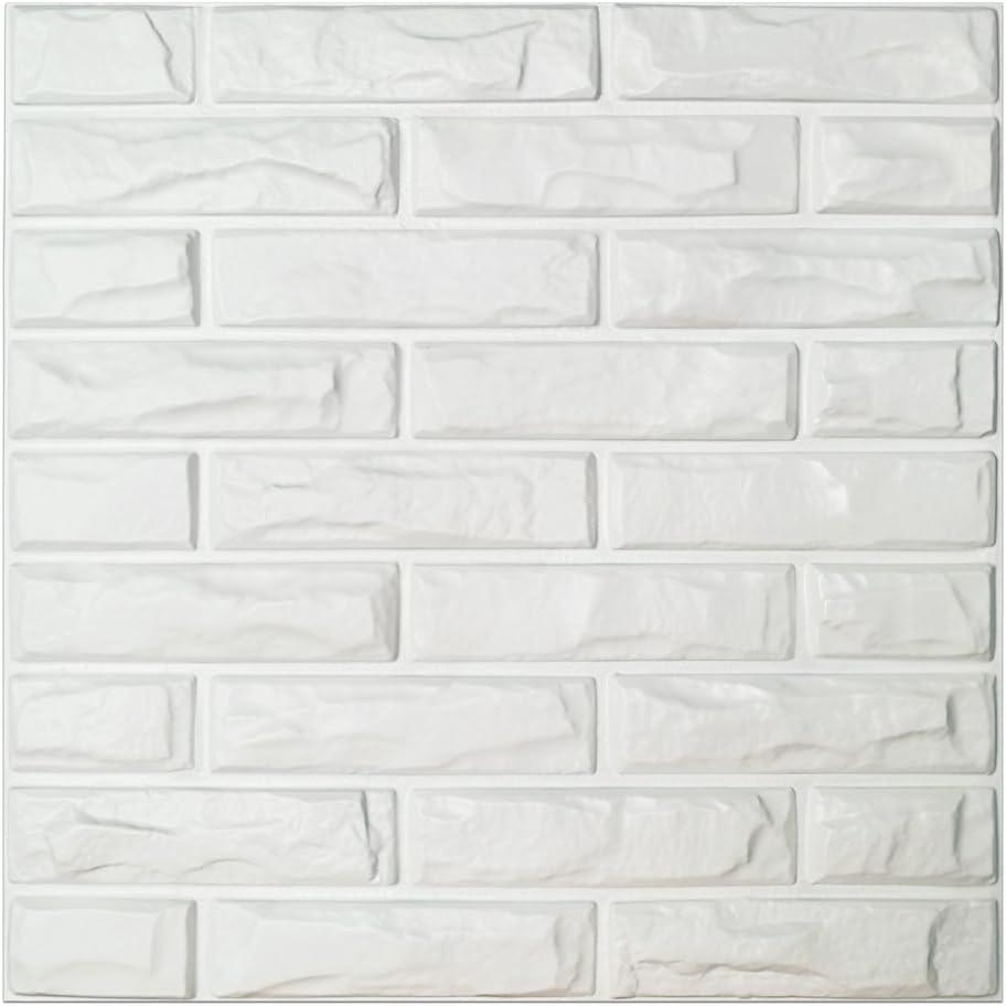 Art3d 19.7" x 19.7" (Pack of 12) Wall Panel Brick, White