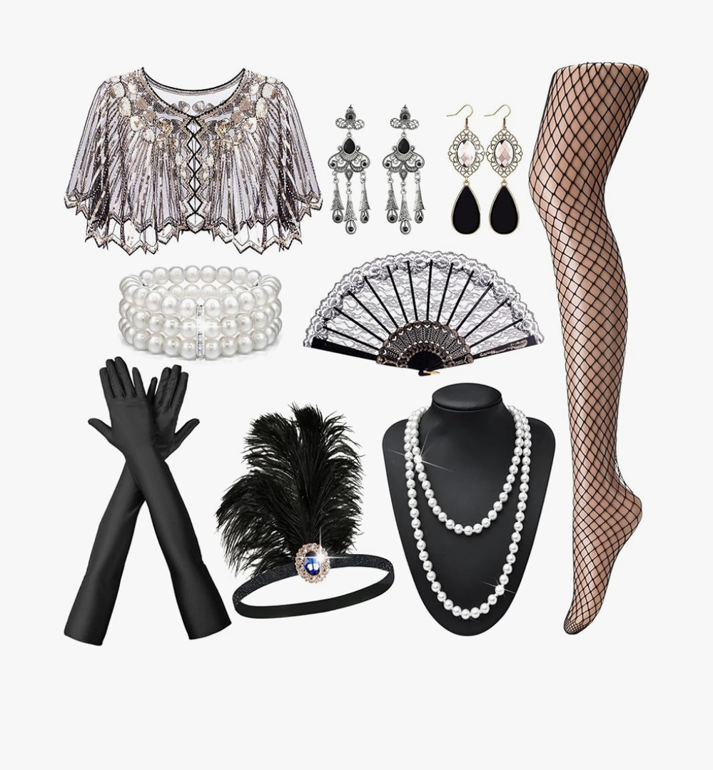 RIOSO 1920s Accessories for Women Flapper Gatsby Roaring 20s Accessories Costume Black