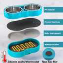 Heated Water Bowl, Double Stainless Steel Heated Dog Bowl for Outdoor Use, 46 OZ Total & Chew Proof Cord, Winter Warm Water & Food Bowl for Pets Bird Chicken UL Certified