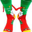 2 Pairs Funny Holding Hands Christmas Socks Magnetic Holding Hands Socks Xmas Gifts for Women and Men The perfect choice for New Year gifts