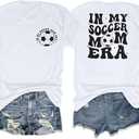 Soccer Mom Shirt Women Soccer Mom Leopard Bleached T Shirt Soccer Mom Graphic Shirt Funny Ball Mom Life Tee Top (Small, White)