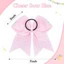 CN 10PCS Rhinestones Cheer Bows for Cheerleaders, Pink Glitter Hair Bows for Girls Large Elastic Ponytail Holder, Hair Accessories for Women Teens for Softball Competition School Spirit