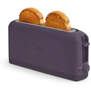 bella 2 Slice Slim Toaster, Fits-anywhere™ Kitchenware, 6 Setting Shade Control with Reheat & Cancel Buttons, Fits sourdough, 10” Long Slot, Anti Jam & Auto Shutoff, 900 Watt, Plum
