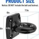 4-Bolt Pintle Hitch Lunette Ring, I.D. 3 inch, Towing Weight 60000 lbs, Black Heavy Duty Steel with 6 inch Bolt Base for Truck Trailer