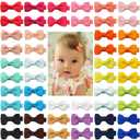 CLLOT Baby Hair Clips 50 Pieces 25 Colors in Pairs Baby Girls Fully Lined Bows Hair Pins Tiny 2" Hair Bows Alligator Clips for Girls Infants Toddlers