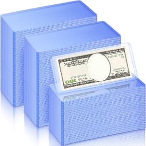Yexiya 600 Pcs Dollar Bill Holders PVC Currency Holder Transparent Bill Sleeves Protector Case Supplies, 6.9 x 2.95 Inch (Blue)