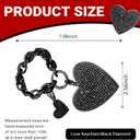 Heart Rhinestones Car Key Chain, Cute Bling Car Key Chain, Car Keys Accessories for Women (Black)