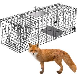 VASALAID Live Animal Trap Cage, 43.6 X 18.1 X 16.9 inch Catch and Release, Humane Live Trap Cage Indoor & Outdoor Foldable Live Trap for Foxes, Large Dogs, Coyotes, Raccoons, Woodchucks
