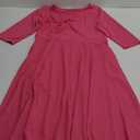 Nmoder Women's Casual Wrap Flared Midi Dress Wedding Guest Cocktail Tea Dresses A-Line Swing V-Neck 3/4 Sleeve XL Pink