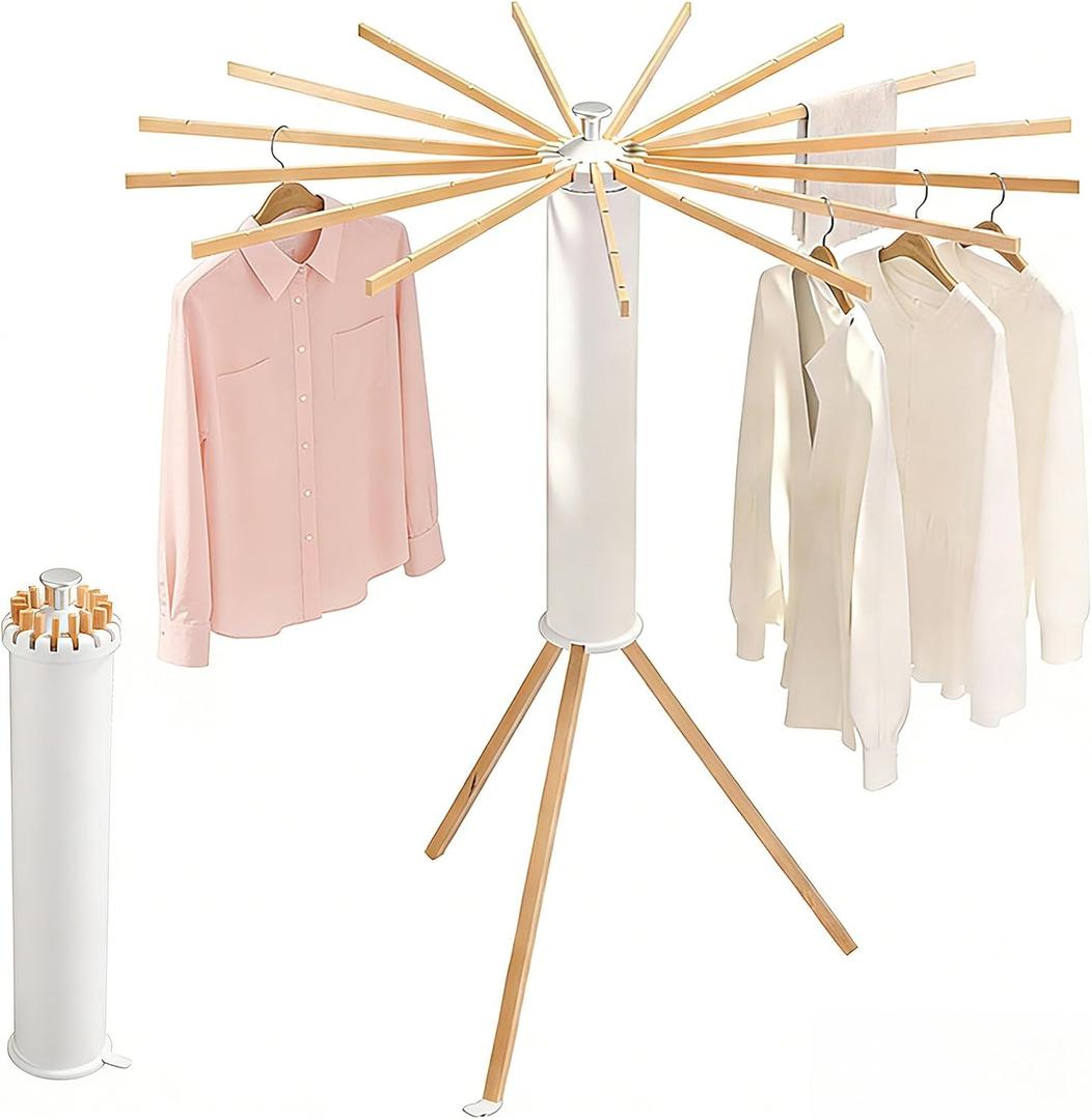 Foldable Clothes Drying Rack, Portable Garment Drying Rack for Indoor Outdoor, Space Saving Laundry Drying Rack, Sturdy Clothing Air Dryer Hanger for Balcony Bedroom Laundry Room