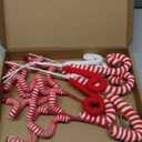 Chiisong 6 Pcs Christmas Tree Decorations Picks 12 Inch Christmas Woolen Bells Candy Curly Pick Xmas Tree Topper Ornaments for Home Office Party Supplies(Red White)