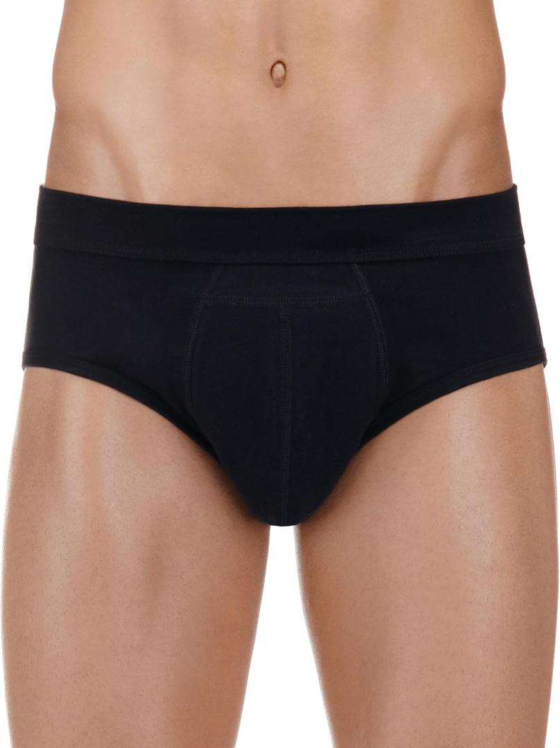 PRO-TECH-Dry - Washable & Reusable Urinary Incontinence Cotton Brief Underwear for Men, with Front Absorbent Area (Black, X-Large)