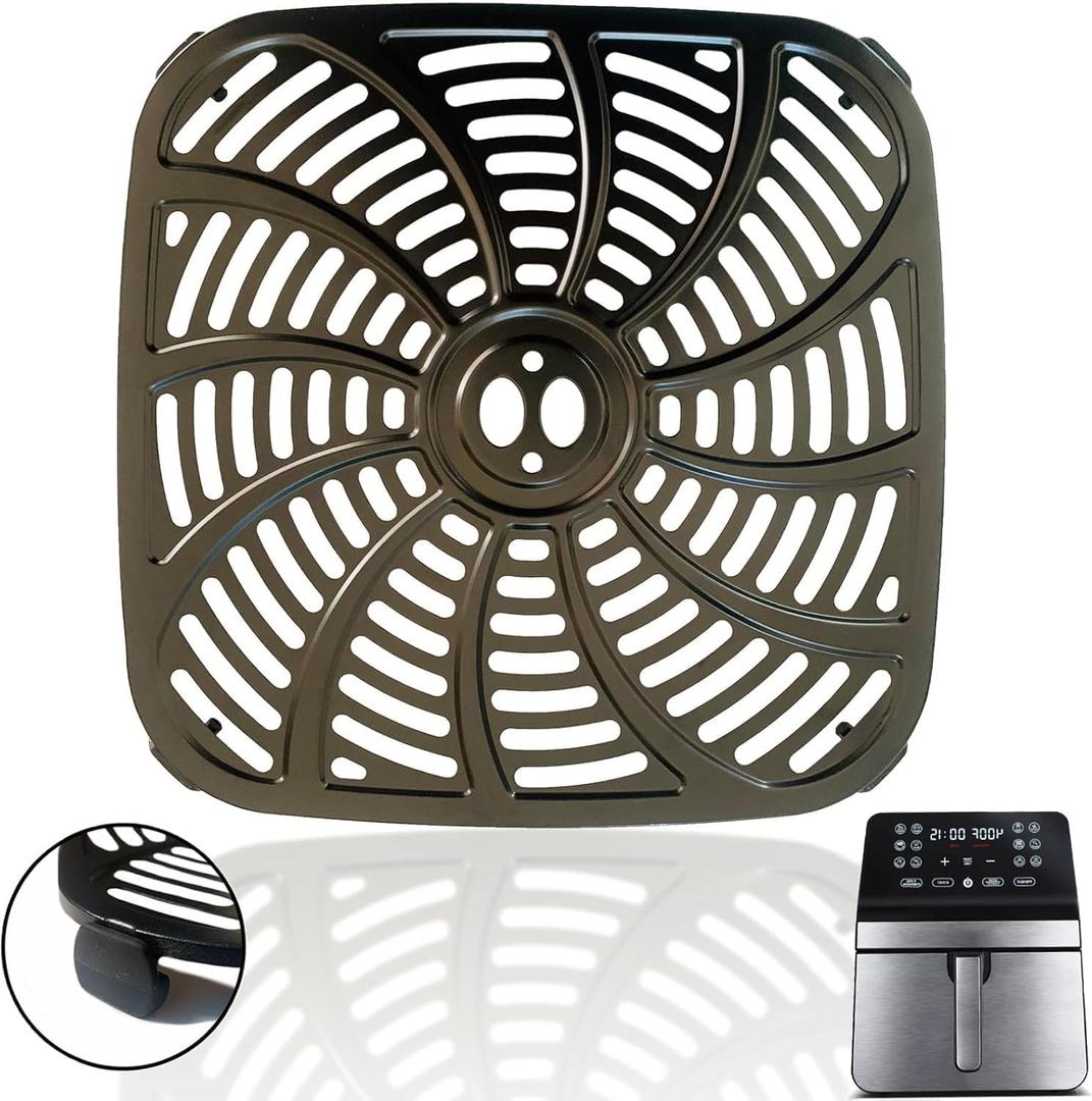 8QT Air Fryer Grill Pan for Gourmia GAF846 Digital Air Fryer, Upgraded Double Layer Nonstick Coating Air Fryer Grill Crisper Plate Tray Rack Grid for 8QT Gourmia Air Fryer, Dishwasher Safe