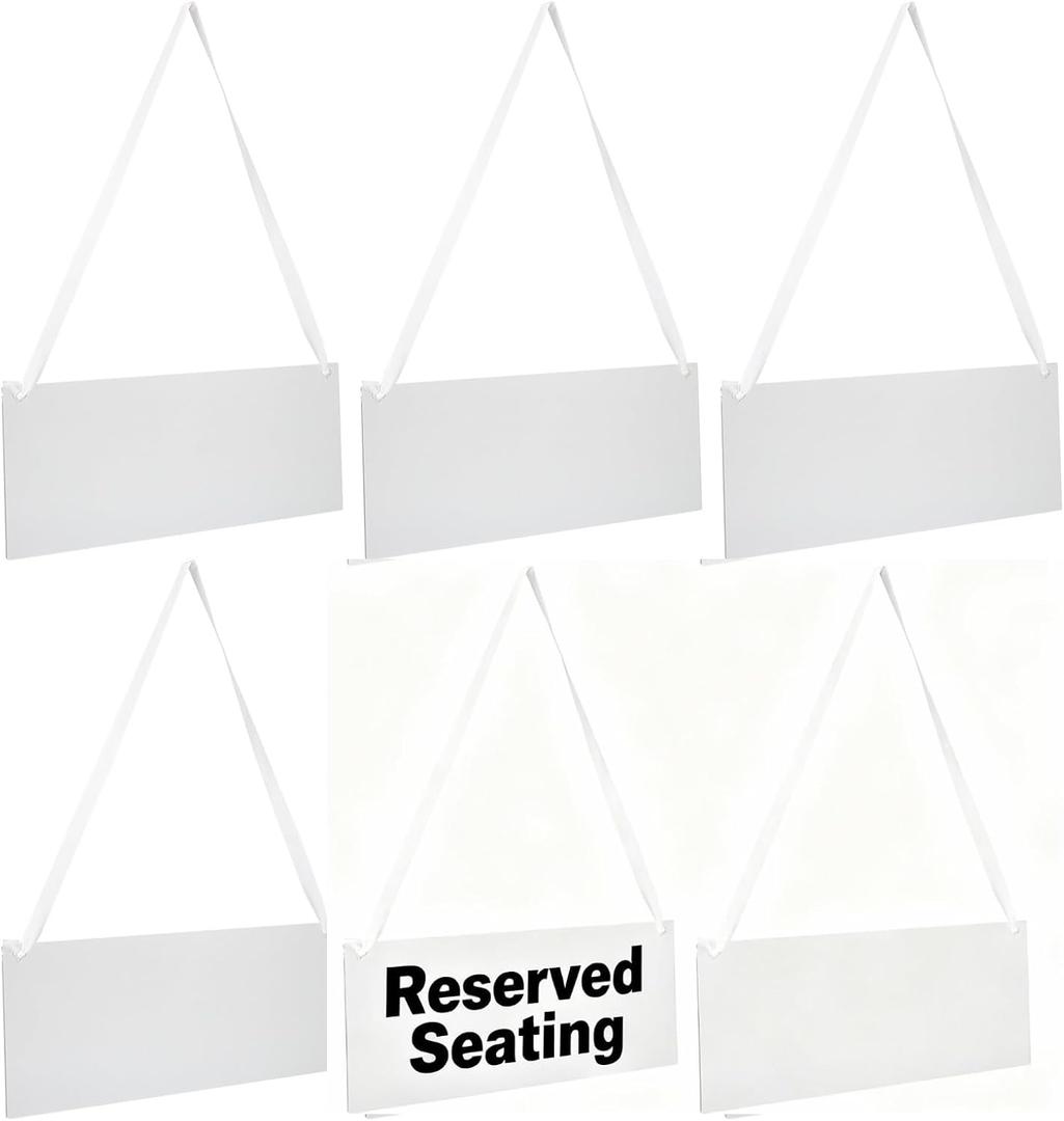 STOBAZA Reserved Chair Signs with Ribbon for Weddings and Formal Events 6-Pack Hanging Reserved Seating Signs Clear Acrylic Plaques 9.84X3.94 Inches