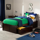 AFI Concord Twin/Full Size Platform Bed with Footboard & Storage Drawers in Walnut
