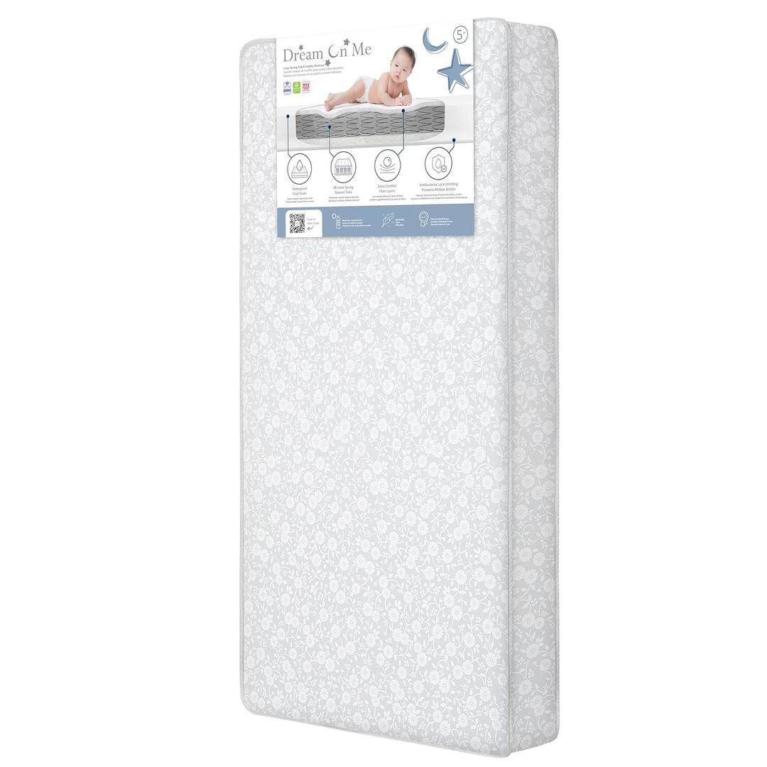 Dream On Me Nap Nest Crib and Toddler Mattress, Dual-Sided - Infants & Toddlers, Waterproof 5 Mattress with 88 Interwoven Coils, 75% Recycled Fiber, GREENGUARD Gold & BSA Certified Daisy Dreams