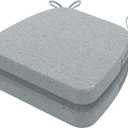AAAAAcessories D-Shaped Chair Cushions, 2" Thick Dining Chair Pads with Ties and Removable, Machine-Washable Cover, 17" x 16", Set of 2, Gray