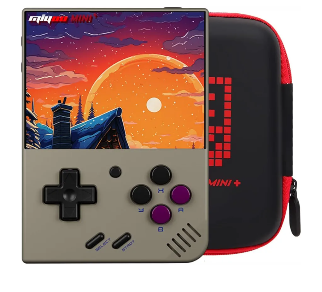 Gift for Men Women, Miyoo Mini Plus with Portable Case Retro Emulator Handheld Game Console with WiFi & RTC, Christmas Stocking Stuffers for Men, Mens Gifts for Dad,Husband, 3000+Classes Game, Gray