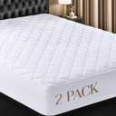 Utopia Bedding 2 Pack Quilted Fitted Mattress Pad, King Size, Elastic Fitted Mattress Topper Protector and Cover with Deep Pocket Stretches up to 16 Inches, Machine Washable (White)