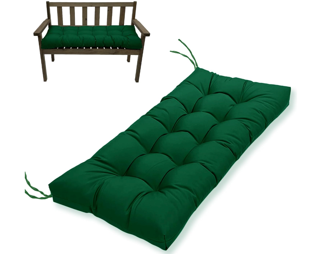 Outdoor Bench Cushion, Waterproof Wicker Chair Cushion, Thick Patio Replacement Seat Pad for Porch Lawn Indoor Swing Couch Sofa Loveseat, Patio Furniture Cushions, 44x19 Inch, Emerald Green