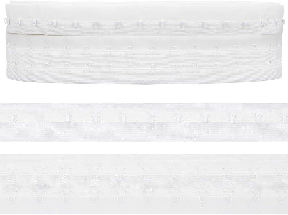 BENECREAT 10 Yards Pair Two Row Hook and Eye Tape Trim, 1.6inch Wide White Stainless Steel Hook Tape Edge Ribbon for Bridal Costumes Corset Bra Sewing Craft