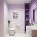 BJYCHG Purple Bathroom Canvas Wall Art Rustic Bathroom Picture Prints Farmhouse Flowers Bottles Painting Purple Wall Decor for Toilet Restroom Framed (Lavender, 24L x 16W)