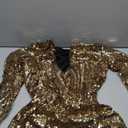 Women Party Clubwear Shiny Wrap V Neck Shorts Jumpsuit Glitter Romper | Shiny wrap V-neck sequin romper for women in gold shimmer; elegant wrap neckline; attention-grabbing sparkle, X-Large, Champagne