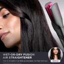 Shark Flex Fusion Hair Straightener & Powerful Hair Dryer with Fusion Hair Brush, Air Styler with Auto-Wrap Hair Curlers, Concentrator, & Frizz Fighter, Metallic Mist, HD651S