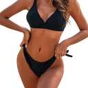 Women's Supportive Halter Bikini Padded Push Up Ruched Bust Hook Back Swimsuit Bathing Suit Tops Only XXL B 
