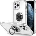 Hython Clear for iPhone 11 Pro Max Case with Ring Stand [360 Rotatable Ring Holder Magnetic Kickstand] [Support Car Mount] Transparent Hard PC Cover Shockproof Protective Phone Case, Clear