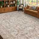 Large Moss Green 9x12 Area Rug for Living Room, Soft Non Slip Stain Resistant Floral Rug for Bedroom Big Dining Room, Light Brown Taupe Home Decor
