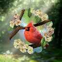 Cardinal Wind Spinners Garden Yard Decor Gift for Women Men, 12 Inch Outdoor Metal 3D Wind Spinner, Stainless Steel Hanging Wind Catchers Kinetic Sculpture for Outside Decoration