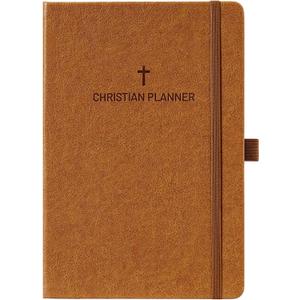 2026 Planner - Christian Planner 2026, JAN. 2026 - DEC. 2026, 5.7" x 8.4", 2026 Weekly Monthly Planner with Stickers, Daily Bible Planner 2026, Pen Holder, Back Pocket, Leather Hardcover - Brown
