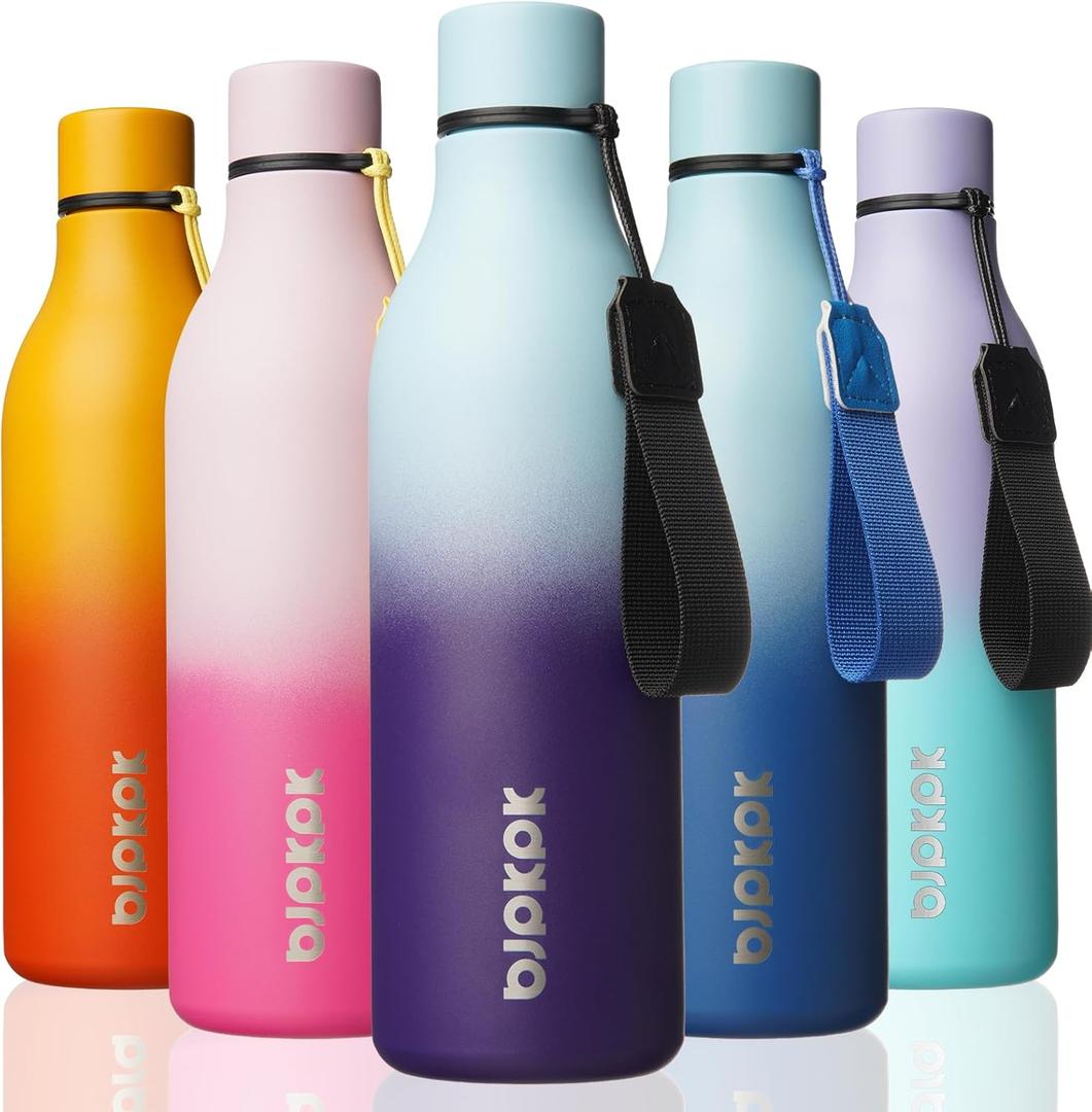 BJPKPK Insulated Water Bottles, 25 oz Stainless Steel Metal Water Bottle with Strap, BPA Free Leak Proof Thermos, Mugs, Flasks, Reusable Water Bottle for Sports & Travel, Ocean Dream, Pack of 1