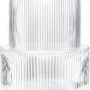 Ribbed Glass Vase, Flower Vase, Fluted Clear Vases for Flowers, Modern Vases for Living Room, Dining Table, Entryway, Shelf, Wedding, Office, Coffee Table, Birthday, 7.5 Inches (Large)