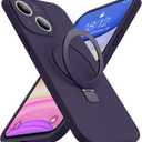 Designed for iPhone 15 Case with Magnetic Invisible Stand Compatible with Mag-Safe Military Drop Tested Shockproof Silicone Phone Case for Women Men 6.1'', Purple