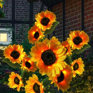 Sunflower Solar Flowers Lights - Solar Garden Lights Outdoor Waterproof, 40 Hour Solar Powered Outside Decor Decoration for Yard Patio Pathway Lawn, Birthday Gifts for Mom, 2pcs