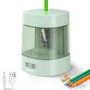 Deli Electric Pencil Sharpener, Automatic Pencil Sharpeners for No.2 Pencils Colored Pencils, USB & Battery Operated Pencil Sharpener for Kids, School, Home, Office, Classroom, Green