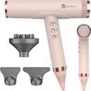 slopehill Professional Ionic Hair Dryer, High-Speed Blow Dryer with Brushless Motor for Salon Use, Lightweight Compact Hairdryer for Travel, Low Noise Quiet for Home, Ceramic Pink (Pink Light)