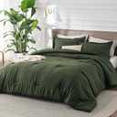 Bedsure Green Comforter Set Queen - Soft Bedding for All Seasons, Cationic Dyed Bed Set, 3 Pieces, 1 Queen Size Comforter (90"x90") and 2 Pillow Shams (20"x26"+2")