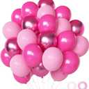 Pink Balloons Metallic Pink Balloon, 50Pcs 12Inch Hot Pink Chrome Pink Latex Balloons Baby Pink Balloon and Dark Magenta Pink Balloons for Birthday Baby Shower Princess Party Decorations